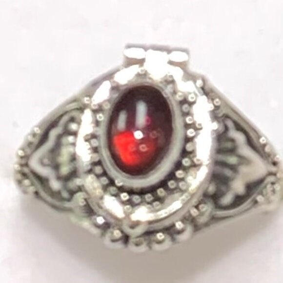 Sterling Silver Ash Holder Ring With A Garnet Sz 6  NEW - Picture 1 of 2